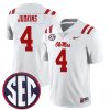 Quinshon Judkins Ole Miss Rebels Football White Away Jersey - All Stitched