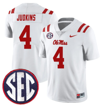 Quinshon Judkins Ole Miss Rebels Football White Away Jersey - All Stitched