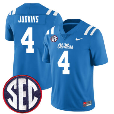 Quinshon Judkins Ole Miss Rebels Football Powder Blue Alternate Jersey - All Stitched