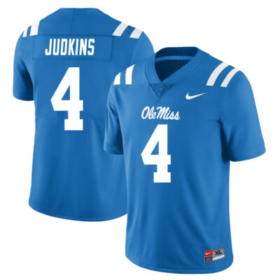 Quinshon Judkins Ole Miss Rebels Football Powder Blue Alternate Jersey - All Stitched