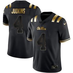 Quinshon Judkins Ole Miss Rebels Football Black Gold Jersey - All Stitched