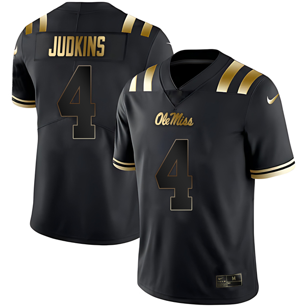 Quinshon Judkins Ole Miss Rebels Football Black Gold Jersey - All Stitched