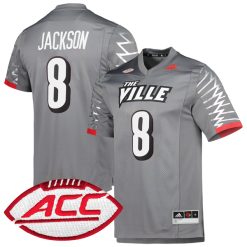 Lamar Jackson Louisville Cardinals Football Charcoal Grey Alternate Jersey - All Stitched