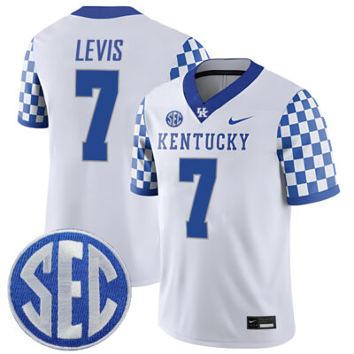 Will Levis Kentucky Wildcats Football Checkerboard White Jersey - All Stitched