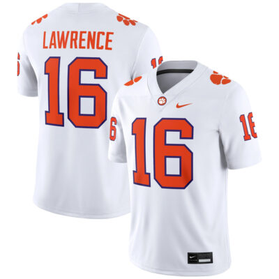 Trevor Lawrence Clemson Tigers Football White Away Jersey - All Stitched