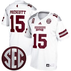 Dak Prescott Mississippi State Bulldogs Football White Alumni Jersey - All Stitched