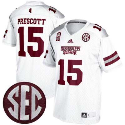Dak Prescott Mississippi State Bulldogs Football White Alumni Jersey - All Stitched