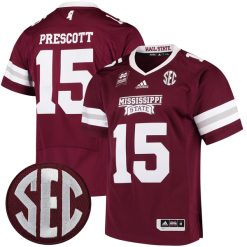 Dak Prescott Mississippi State Bulldogs Football Maroon Premier Jersey - All Stitched