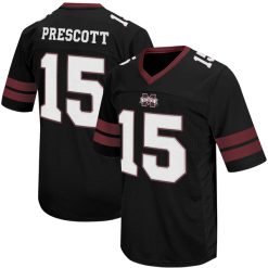 Dak Prescott Mississippi State Bulldogs Football Black Throwback Jersey - All Stitched