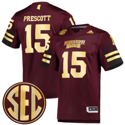Dak Prescott Mississippi State Bulldogs Football 2019 Special Maroon Premier Jersey - All Stitched