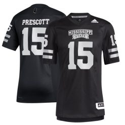 Dak Prescott Mississippi State Bulldogs Football Black Premier Strategy Jersey - All Stitched