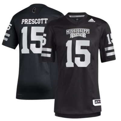 Dak Prescott Mississippi State Bulldogs Football Black Premier Strategy Jersey - All Stitched