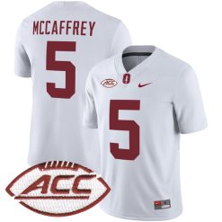 Christian McCaffrey Stanford Cardinal Football White Away Game Jersey - All Stitched