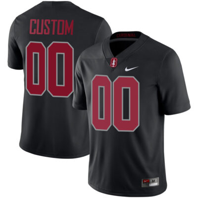 Custom Stanford Cardinal Football Black Alternate Game Jersey - All Stitched