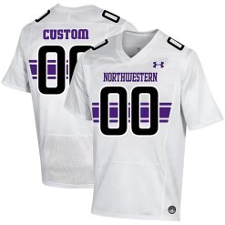 Custom Northwestern Wildcats Football White Away Game Jersey - All Stitched