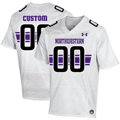 Custom Northwestern Wildcats Football White Away Game Jersey - All Stitched
