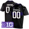 Custom Northwestern Wildcats Football Black Alternate Game Jersey - All Stitched