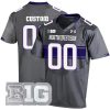 Custom Northwestern Wildcats Football Grey Alternate Game Jersey - All Stitched