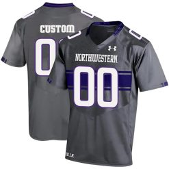 Custom Northwestern Wildcats Football Grey Alternate Game Jersey - All Stitched