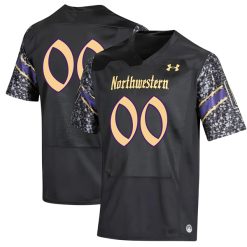 Custom Northwestern Wildcats Football Black Gothic Alternate Jersey - All Stitched