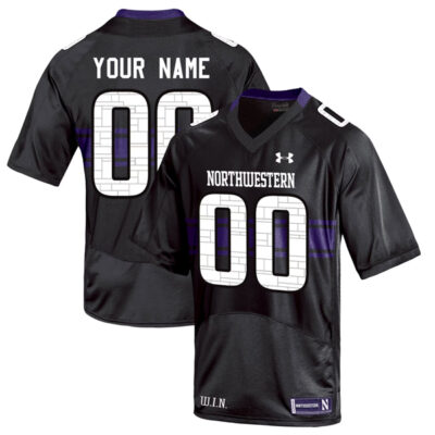 Custom Northwestern Wildcats Football Black Jersey - All Stitched