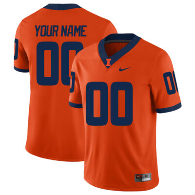Custom Illinois Fighting Illini Football Orange Home Game Jersey - All Stitched