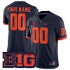 Custom Illinois Fighting Illini Football Navy Alternate Game Jersey - All Stitched