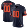 Custom Illinois Fighting Illini Football Navy Alternate Game Jersey - All Stitched