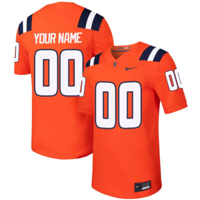 Custom Illinois Fighting Illini Football Orange Home Jersey - All Stitched