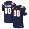 Custom Illinois Fighting Illini Football Navy Alternate Jersey - All Stitched