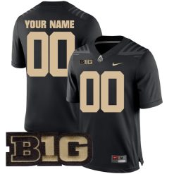 Custom Purdue Boilermakers Football Black Home Game Jersey - All Stitched