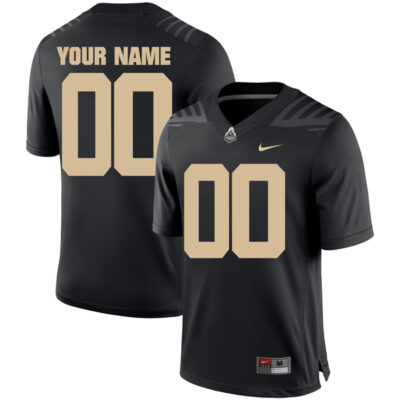 Custom Purdue Boilermakers Football Black Home Game Jersey w/ B1G Patch - All Stitched