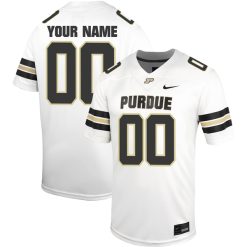 Custom Purdue Boilermakers Football White Untouchable Jersey w/ B1G Patch - All Stitched