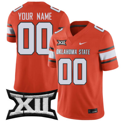 Custom Oklahoma State Cowboys Football Orange Home Game Jersey - All Stitched
