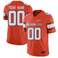 Custom Oklahoma State Cowboys Football Orange Home Game Jersey - All Stitched