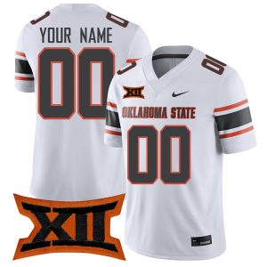 Custom Oklahoma State Cowboys Football White Away Game Jersey - All Stitched
