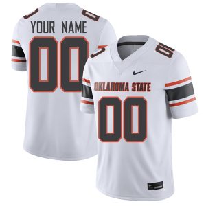 Custom Oklahoma State Cowboys Football White Away Game Jersey - All Stitched