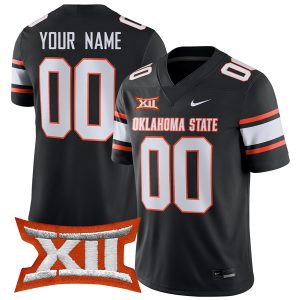 Custom Oklahoma State Cowboys Football Black Alternate Game Jersey - All Stitched