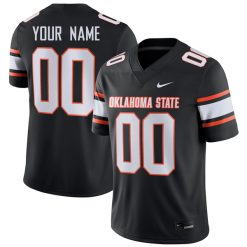 Custom Oklahoma State Cowboys Football Black Alternate Game Jersey - All Stitched