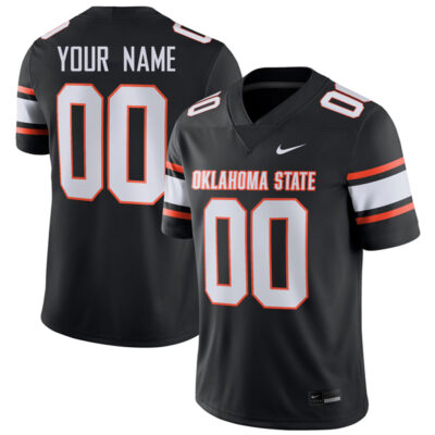 Custom Oklahoma State Cowboys Football Black Alternate Game Jersey - All Stitched