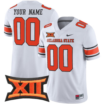 Custom Oklahoma State Cowboys Football White Alternate Game Jersey - All Stitched