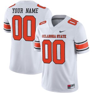 Custom Oklahoma State Cowboys Football White Alternate Game Jersey - All Stitched