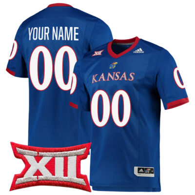 Custom Kansas Jayhawks Football Royal Premier Jersey - All Stitched