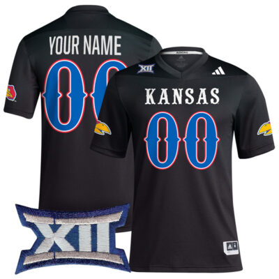 Custom Kansas Jayhawks Football Black Alternate Jersey - All Stitched