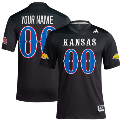 Custom Kansas Jayhawks Football Black Alternate Jersey - All Stitched