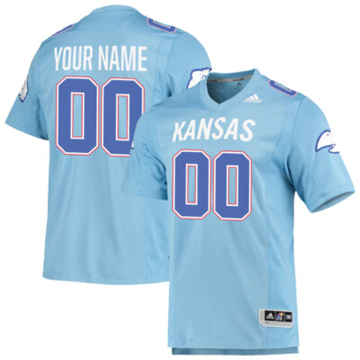 Custom Kansas Jayhawks Football Light Blue Premier Strategy Jersey - All Stitched