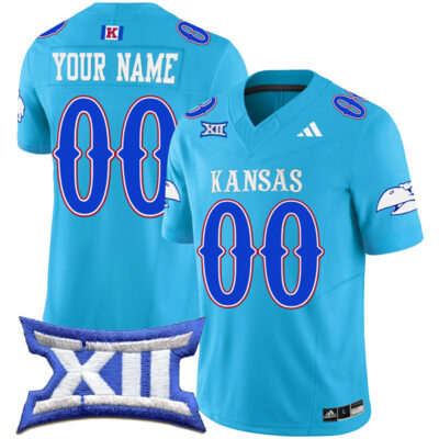 Custom Kansas Jayhawks Football Light Blue Vapor F.U.S.E Limited Jersey - All Stitched