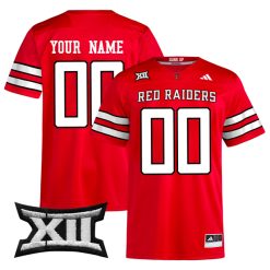 Custom Texas Tech Red Raiders Football Red Home Premier Jersey - All Stitched