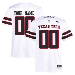 Custom Texas Tech Red Raiders Football White Away Premier Jersey - All Stitched