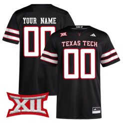 Custom Texas Tech Red Raiders Football Black Alternate Premier Jersey - All Stitched